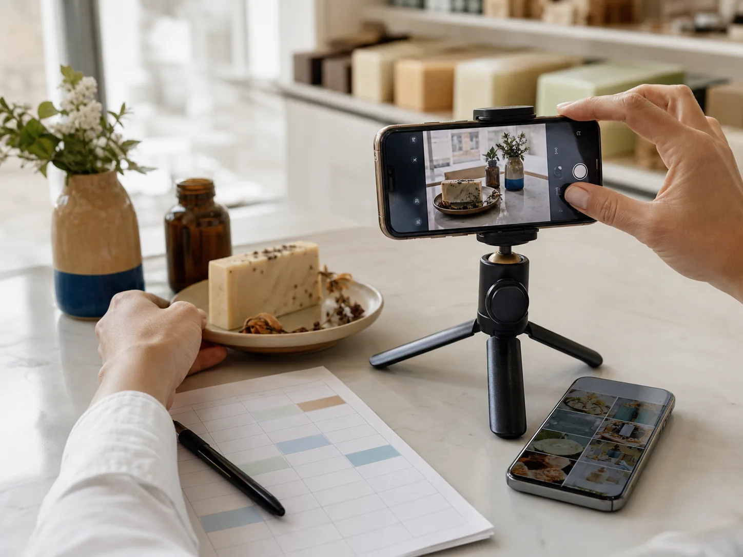 Preparación y fotografía de contenido para redes sociales de un negocio