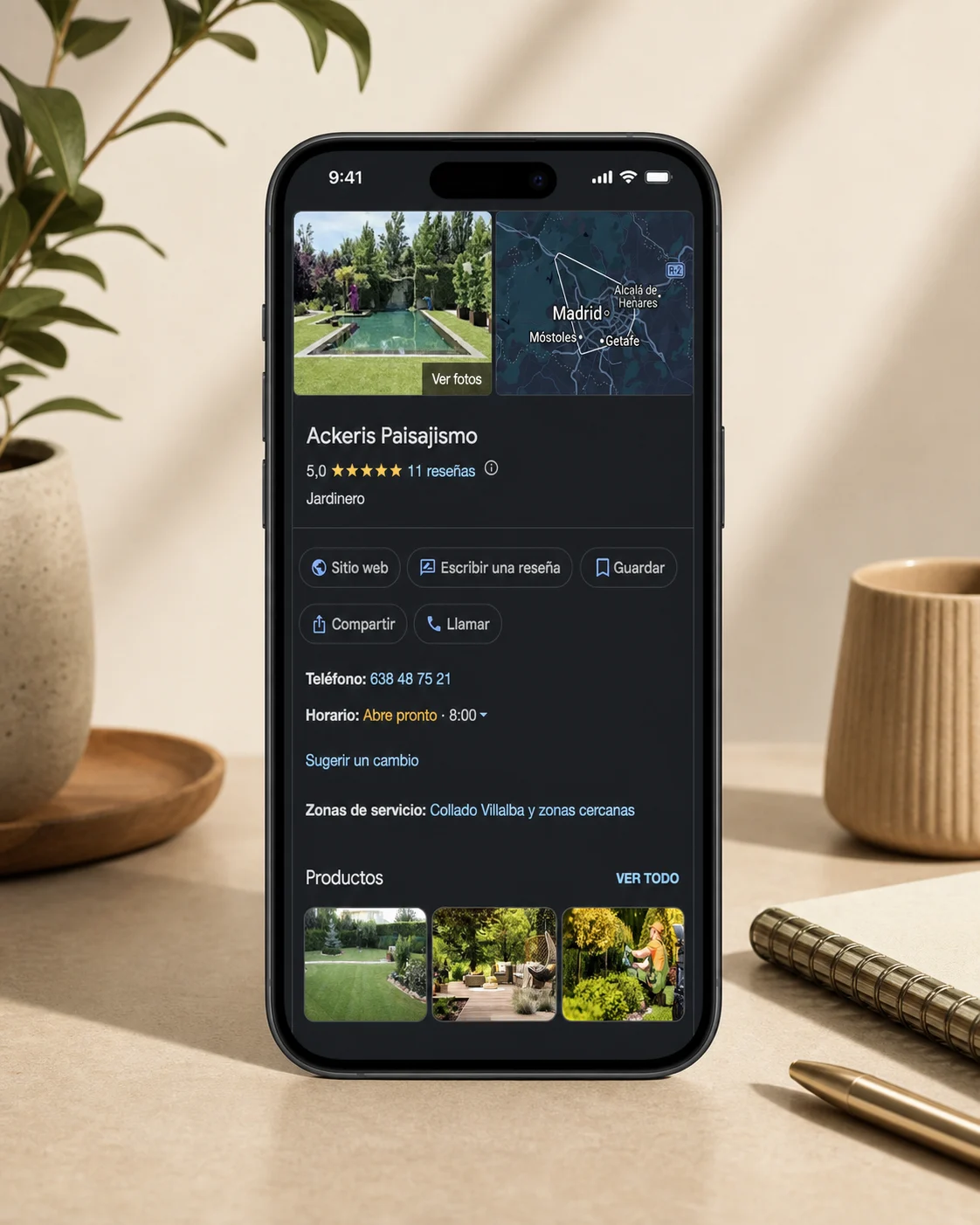 Ficha de Google de Ackeris Paisajismo