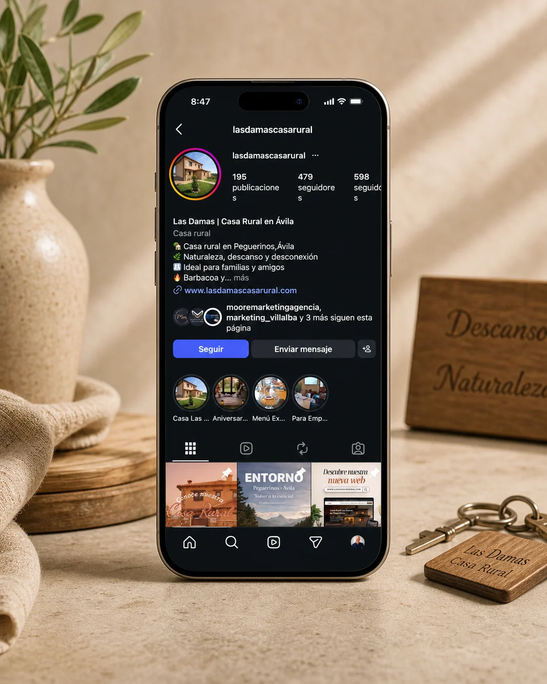 Perfil de Instagram de Casa Rural Las Damas