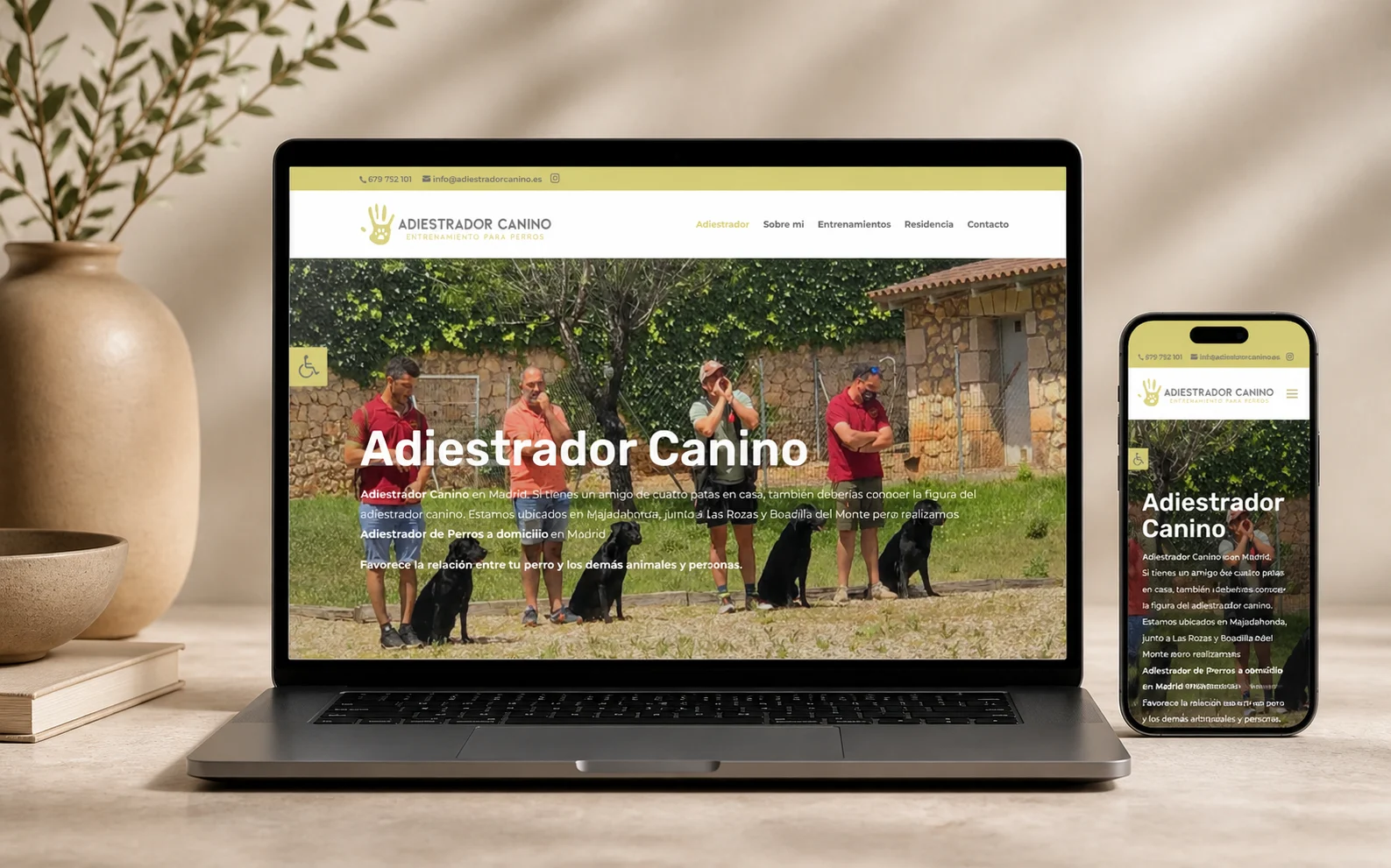 Mockup web de Adiestrador Canino