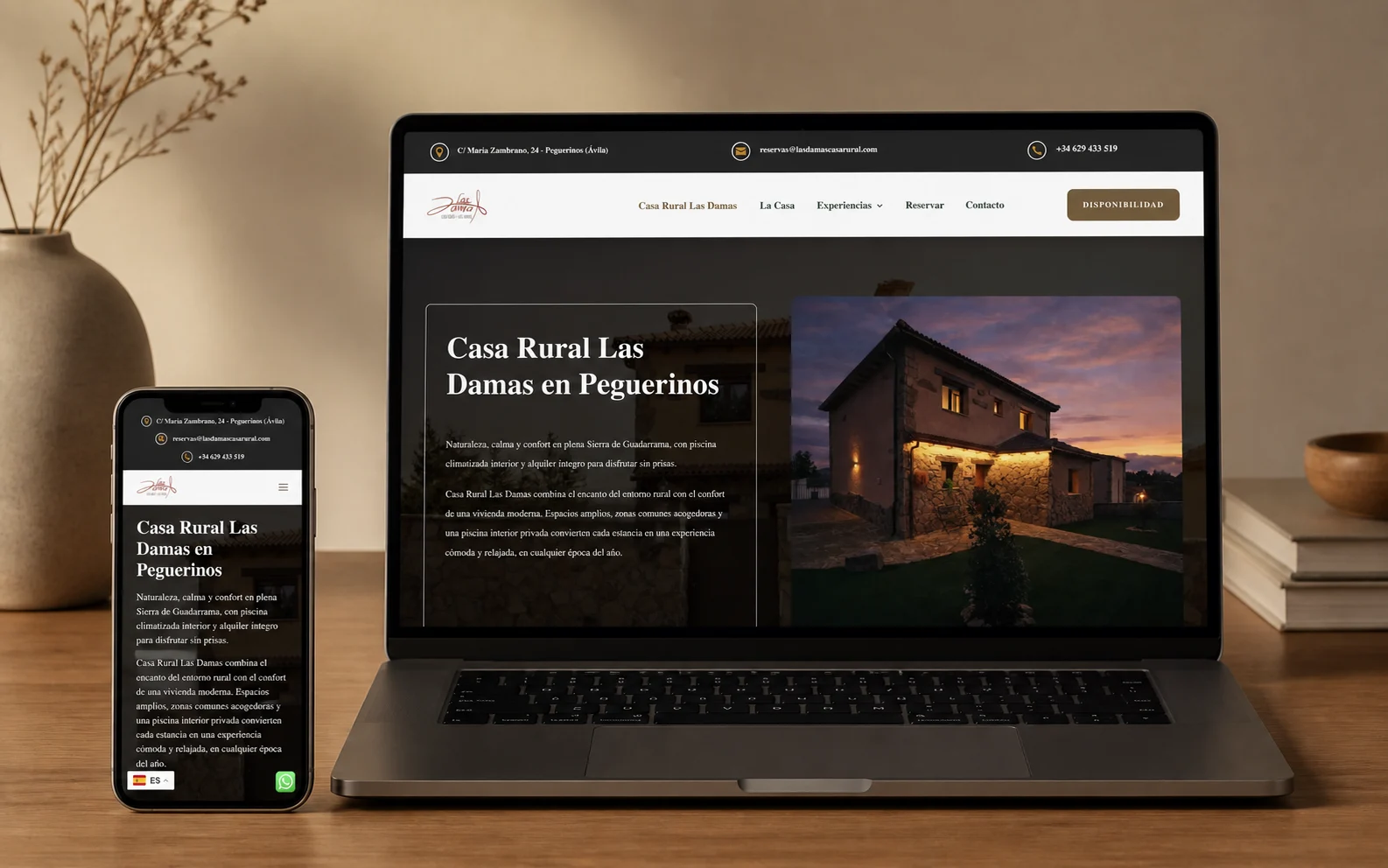 Mockup web de Casa Rural Las Damas