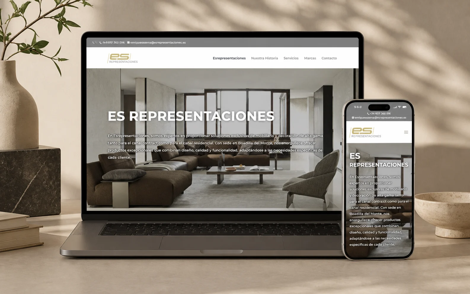 Mockup web de ES Representaciones