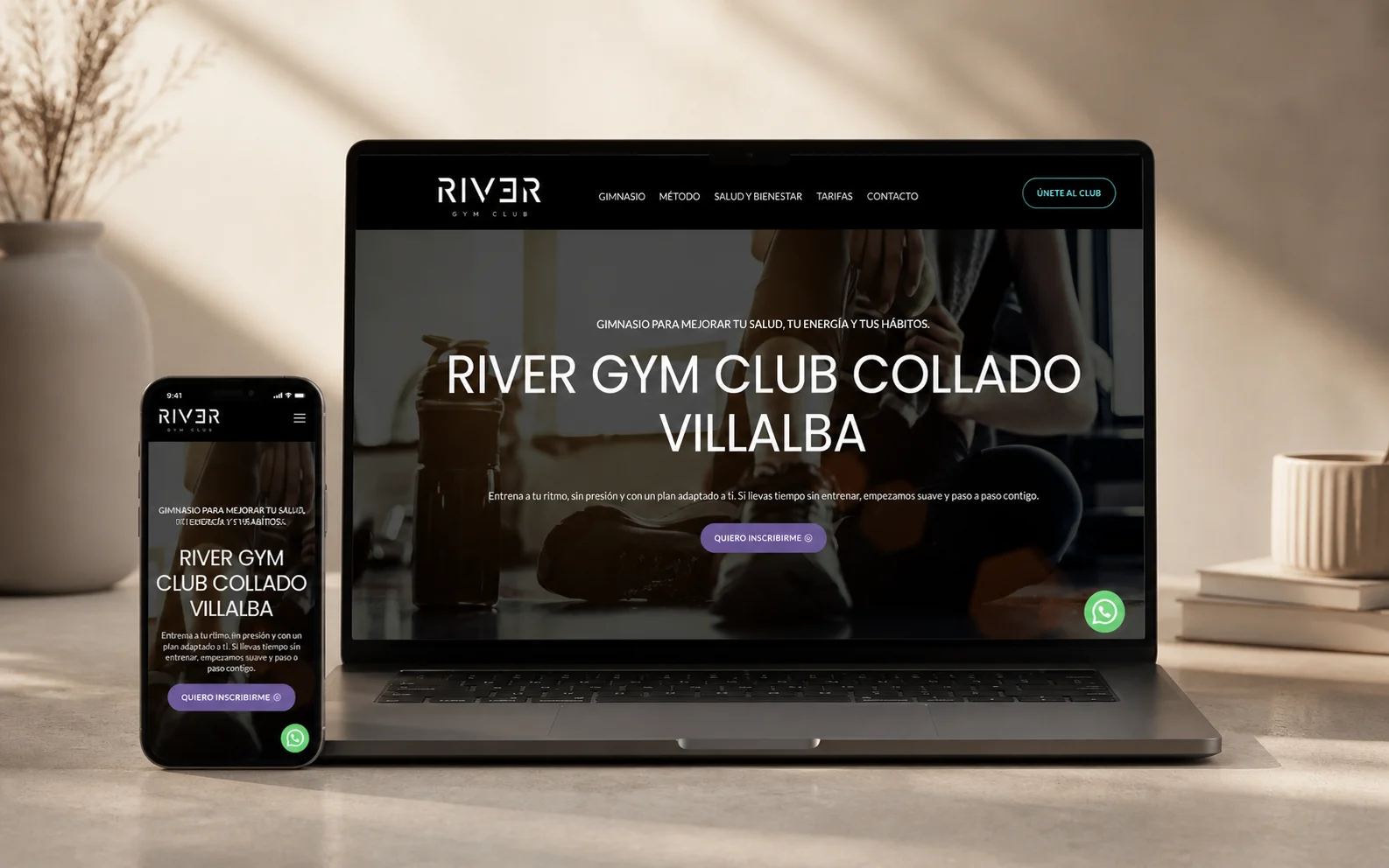 Mockup web de River Gym Club