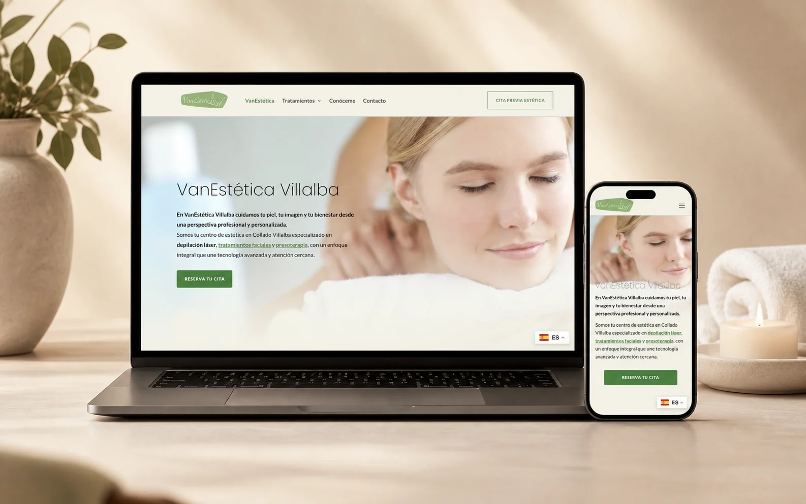 Mockup web de VanEstética Villalba